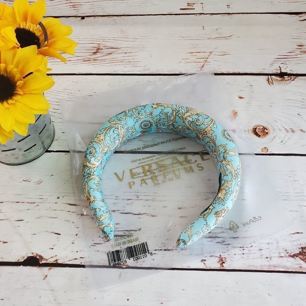 Versace Blue and Gold Padded Headband